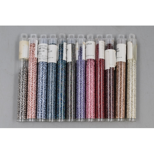 285 - Jewellery/Craft Makers Storage Stand with 60 Separate Storage Tubes Filled with Pre-Drilled Beads .