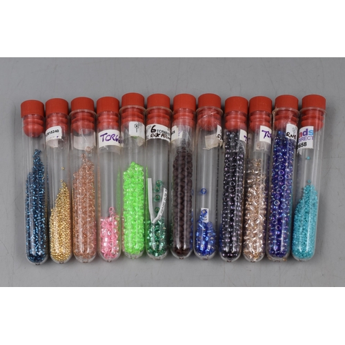 287 - Jewellery/Craft Makers Storage Stand with 60 Separate Storage Tubes Filled with Pre-Drilled Beads .