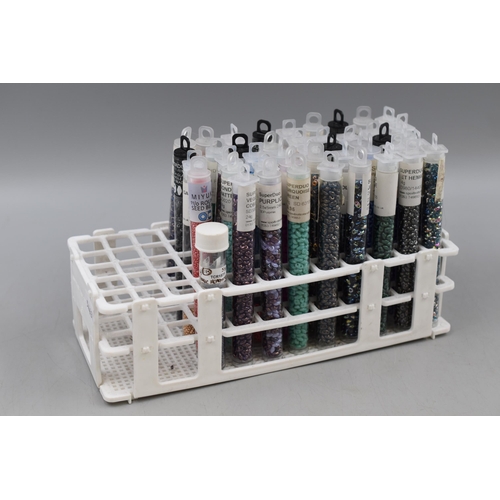 288 - Jewellery/Craft Makers Storage Stand with 45 Separate Storage Tubes Filled with Pre-Drilled Beads