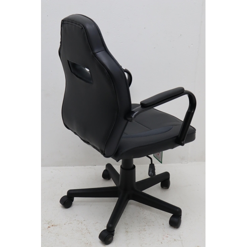 466 - Nice Quality Black Leatherette Office Chair with Gas Strut Height Adjustment on Castors