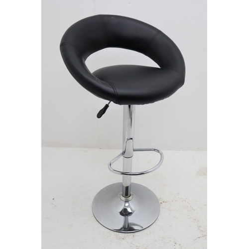 467 - Pair of Matching Kitchen Bar Stools with Gas Height Adjustment in faux Black leather