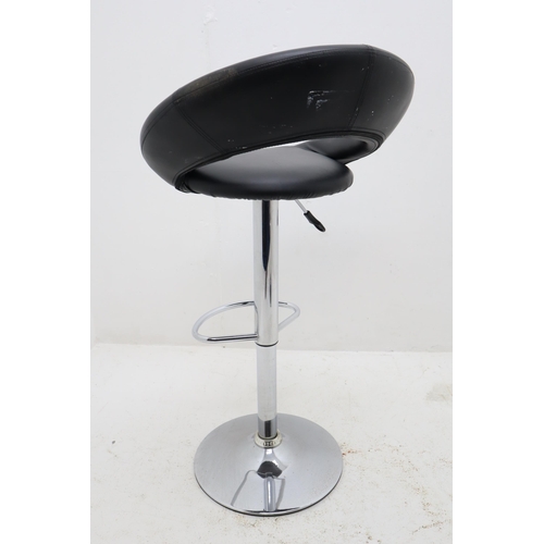 467 - Pair of Matching Kitchen Bar Stools with Gas Height Adjustment in faux Black leather