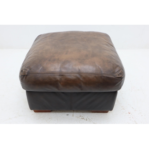 472 - A Leather Pouffe on Wooden Feet. Approx 27