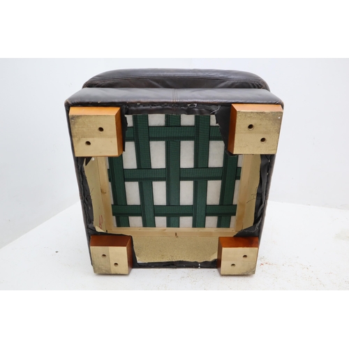 472 - A Leather Pouffe on Wooden Feet. Approx 27