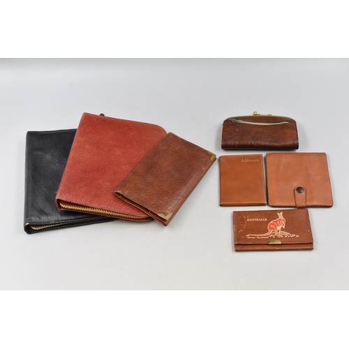 301 - A Selection of Vintage Leather Items. Includes Sable Leathergoods Purse, Australia Wallet, Address B... 