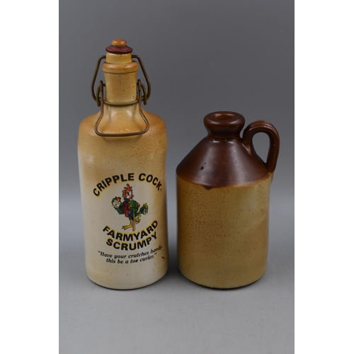 325 - A Selection of Ten Salt Glazed Stoneware Bottles, And Two Ink Bottles. Includes Cripple Cock, Jewsbu... 