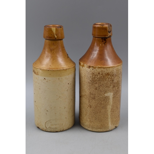 325 - A Selection of Ten Salt Glazed Stoneware Bottles, And Two Ink Bottles. Includes Cripple Cock, Jewsbu... 