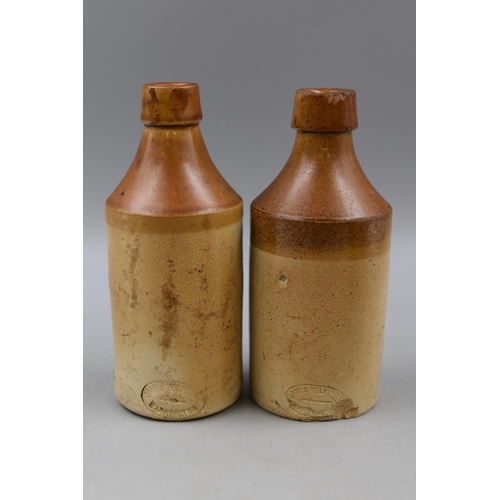 325 - A Selection of Ten Salt Glazed Stoneware Bottles, And Two Ink Bottles. Includes Cripple Cock, Jewsbu... 