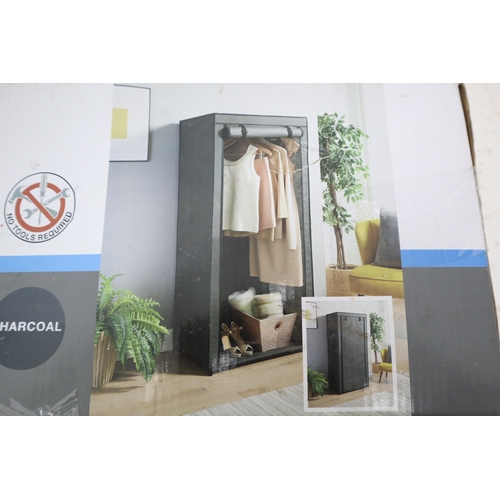 379 - Boxed Canvas Wardrobe in Charcoal, Dimensions approx 70 W X 148 h x 45 D cm Aidapt VR118 Bath Board ... 