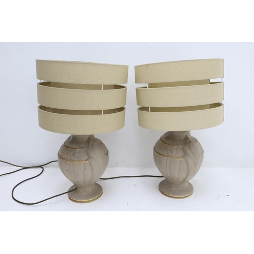 114 - Pair of Ceramic Base Lamp's With Shades A/F, Working When Tested, Base approx 13