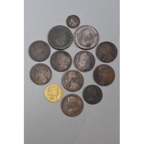 124 - A Selection of Thirteen Georgian and Victorian Copper Coins