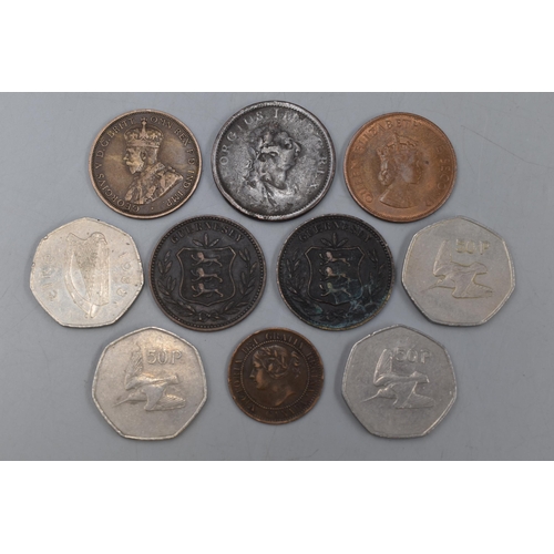 126 - A Selection of Ten Channel Islands and Irish Coins.