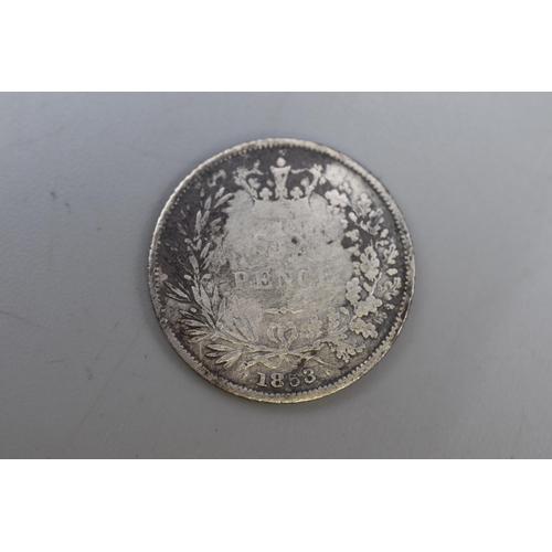 127 - An 1853 Silver Victorian Sixpence.