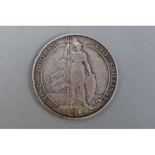 132 - A 1902 Silver UK Florin Coin