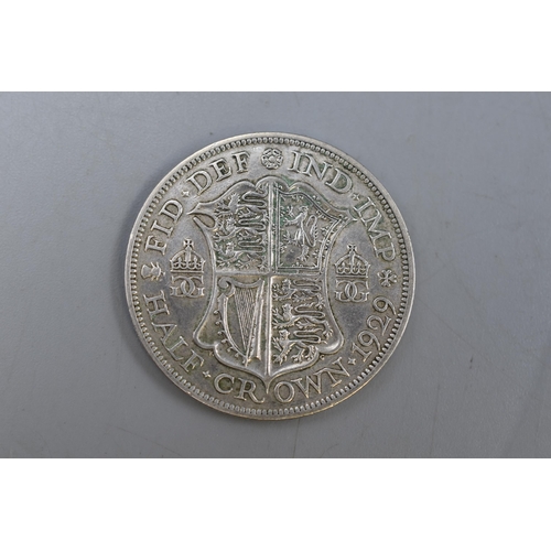 142 - A 1929 Silver UK Half Crown Coin.