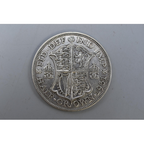 143 - A 1931 Silver UK Half Crown Coin.