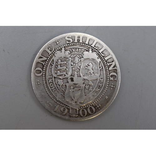 144 - A 1900 Silver Victorian Shilling Coin