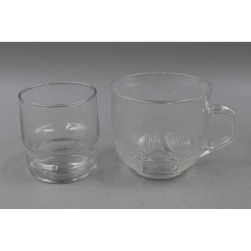 265 - An Arcoroc Glass Punch Bowl Set, With Six More Glasses. Includes Bowl, Ladle, Ten Mugs And Hooks