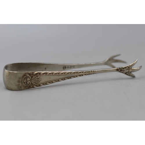 13 - A Hallmarked Sheffield Silver Scottish Thistle Pickle Fork (Circa 1905), And Two Pairs of Silver Pla... 