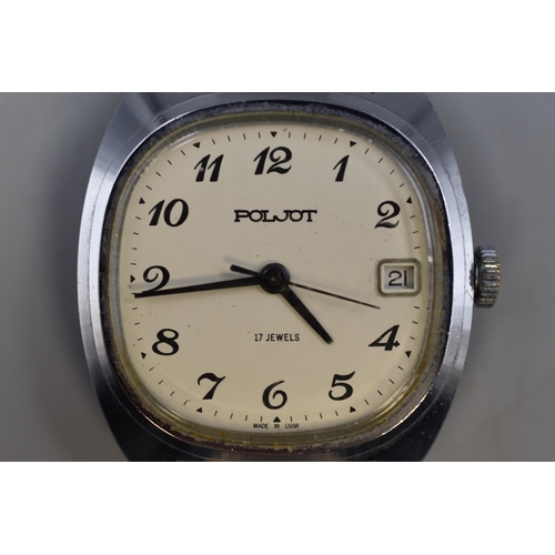 45 - Poljot Russian Hand Winding Wrist Watch with elasticated Strap (Working)