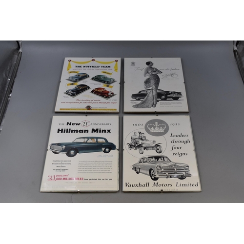 292 - Four Framed and Glazed 1950's Car Adverts. All Approx 12