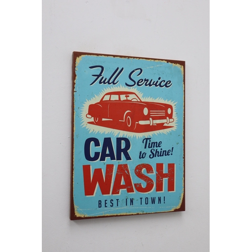 293 - Mixed Selection of Printed Canvas Including 1950s Car Wash Sign And Route 66