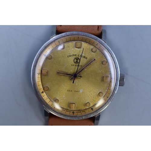 58 - Favre-Leuva Sea Chief Mechanical Gents Watch with Leather Strap (Working)