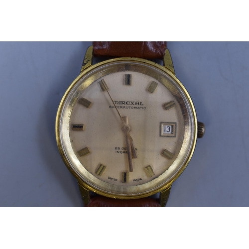 61 - Mirexal Supper Automatic 25 Jewels Incabloc Date Gents Watch with Leather Strap (Working)