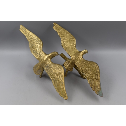 304 - A Pair of Brass Perched Eagles, Both With Approx 17.5