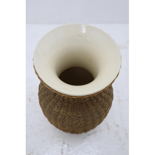 305 - 20th Century Style Pottery And Rattan Vase Approx 21