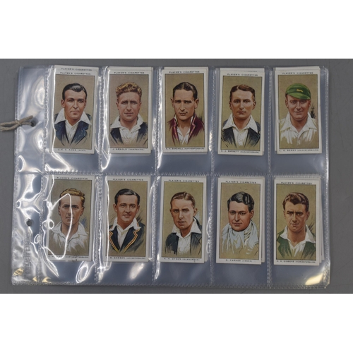 107 - A Full Set of John Players Cricketers 1934 Cigarette Cards, In Plastic Wallets.