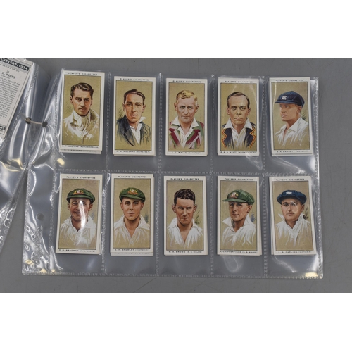 107 - A Full Set of John Players Cricketers 1934 Cigarette Cards, In Plastic Wallets.