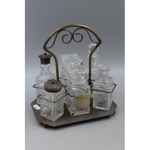 167 - Vintage Six Piece Condiment Set in Stand. (A/f)