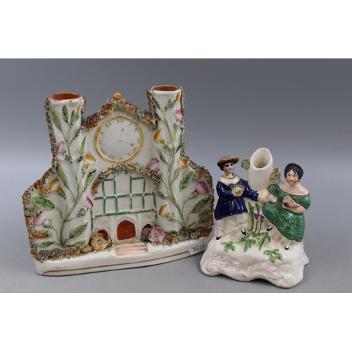 175 - Mixed Lot to include Two Antique Staffordshire Flat Backs (a/f) and Two Capodimonte Figures of Boy a... 