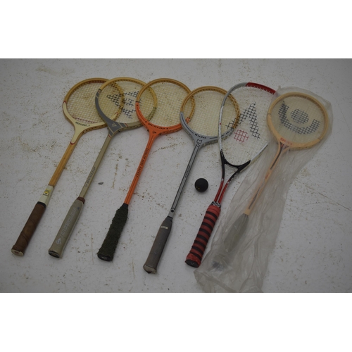 356 - Six Squash Rackets to Include Karakal CSX Tour in Case, Two Balls Included and Sun ST-1000, Dunlop a... 