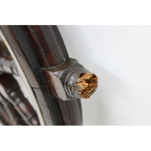 357 - A Large Antique Oak Ships Wheel, With Spindle Rods and Brass Centre. Approx 37