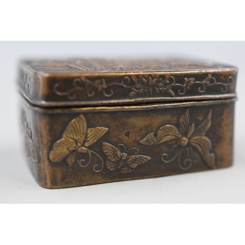 183 - Vintage Bronzed Decorative Snuff / Pill Box