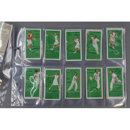 362 - A Full Set of 50 John Players Tennis Cigarette Cards, In Plastic Wallets.