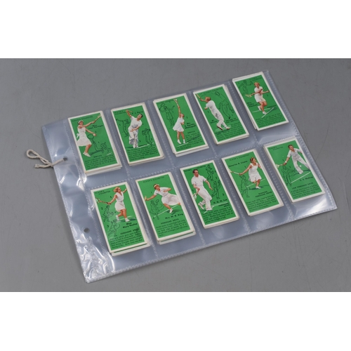 362 - A Full Set of 50 John Players Tennis Cigarette Cards, In Plastic Wallets.