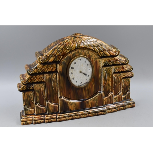 201 - Glazed Ceramic Mantle Clock with Matching Garnitures (9