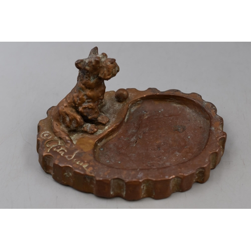 205 - A Selection of Three Ashtrays. Includes A Copper Dog Ashtray, Soapstone Hippo Ashtray and Marble Ash... 