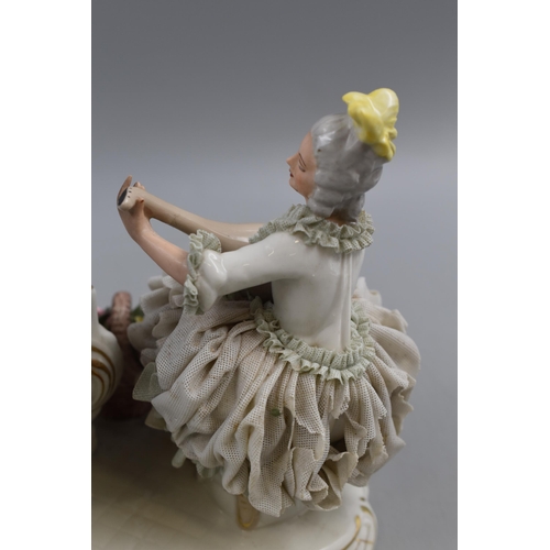 216 - Large Dresden Lace Porcelain Figure Group. Approx. 11” x 10” (a/f see pic)