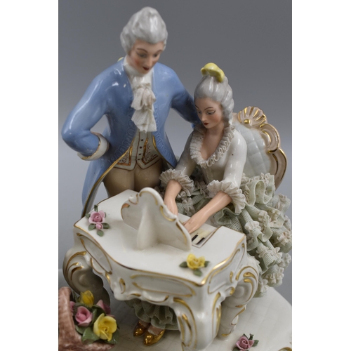 216 - Large Dresden Lace Porcelain Figure Group. Approx. 11” x 10” (a/f see pic)