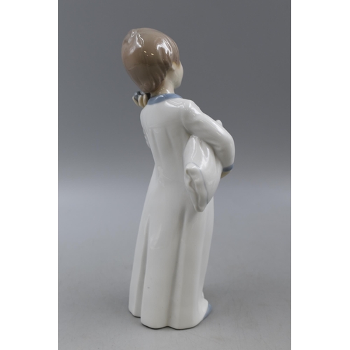 218 - Two Nao by Lladro Figures, one Boy with Pillow and a Ballerina Girl. Largest approx. 10” High