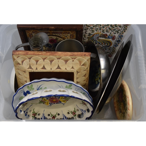 417 - Mixed selection Including Tile Coaster, French Pottery, Stainless Steel Cookware and More