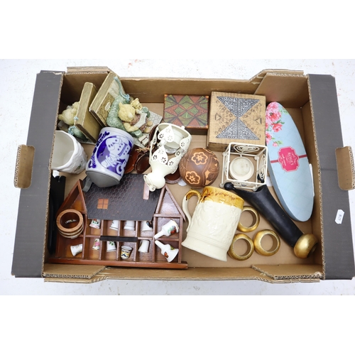 419 - A Mixed Selection To Include Trinket Boxes, Book Ends, Ceramic Thimbles and More.