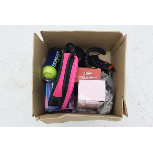 425 - Mixed lot to include High power 12v Torch light, Hinari Hair Styling Set, New Tennis Balls, Heated I... 