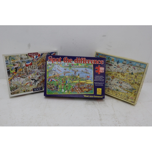 460 - A Selection of Three 1000 Piece Jigsaw Puzzles, Unchecked.