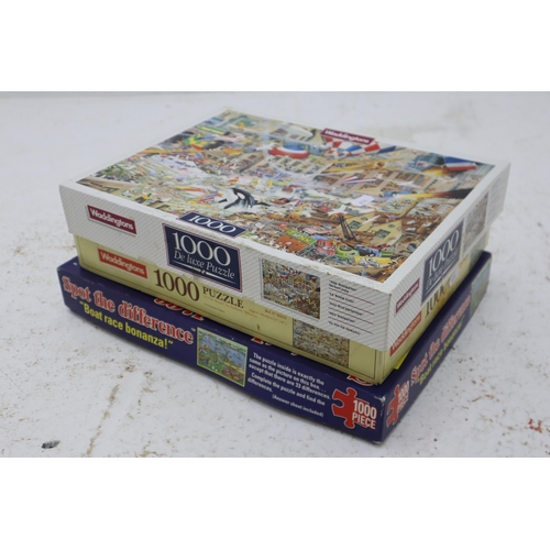 460 - A Selection of Three 1000 Piece Jigsaw Puzzles, Unchecked.