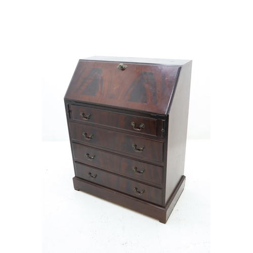 549 - Solid Vintage Four Drawer Writing Bureau Displaying Stunning Natural Wood Paternation with Internal ... 